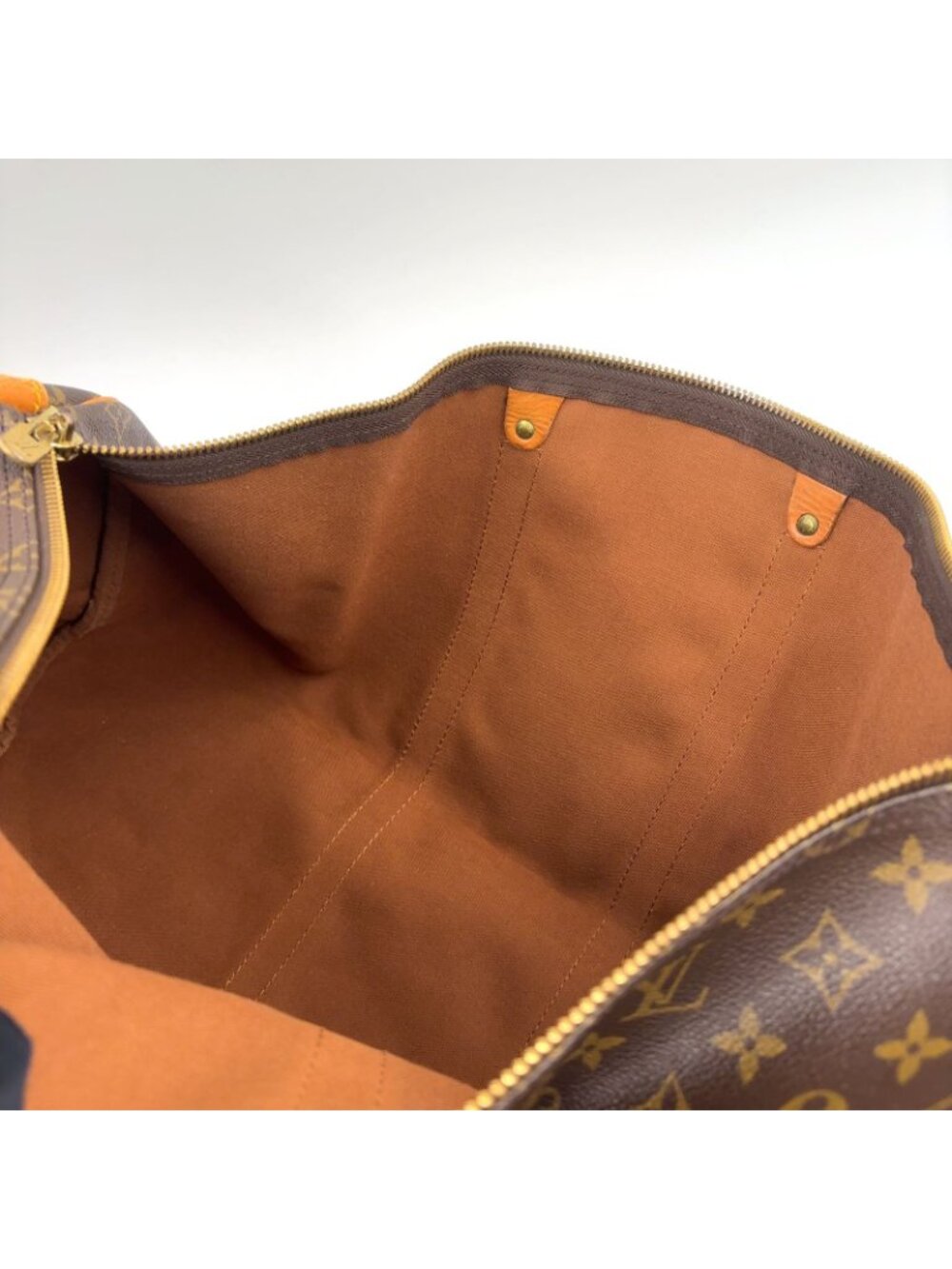 Louis Vuitton Keepall Bandouliere 55 Monogram Leather Brown Boston Bag Gold - Picture 13 of 15